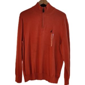 Nautica Men's Quarter Zip Sweater | Size Large | Orange NWT S24100